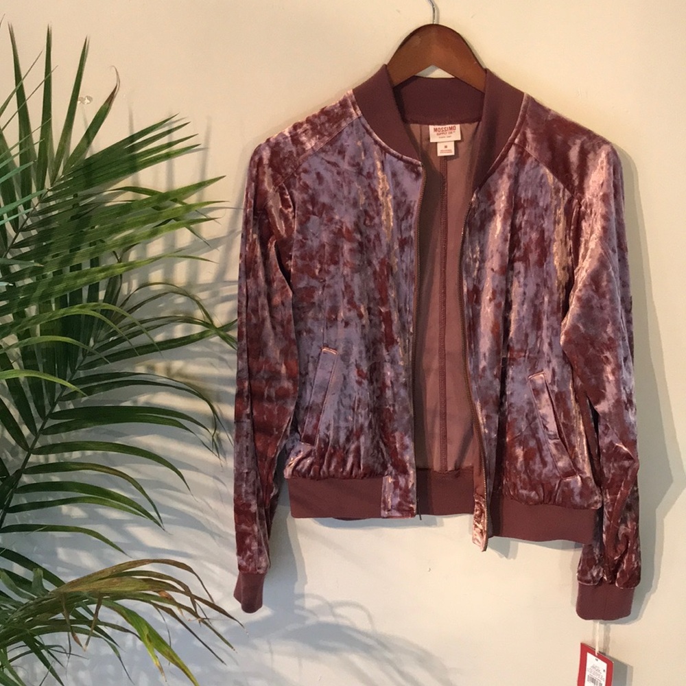 Rose velvet bomber jacket